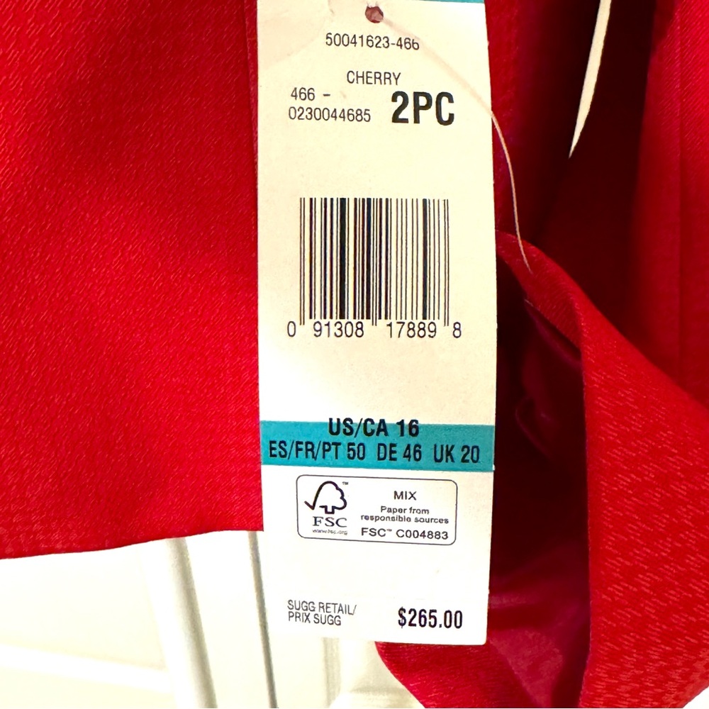 Le Suit Women's Red Jacket Blazer With Hook and Eye Closure Sz 16 NWT - Picture 8 of 15